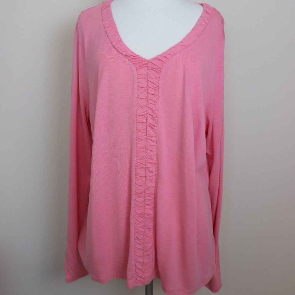 Talbots Ruched Detail Long Sleeve Peach Blouse 2X